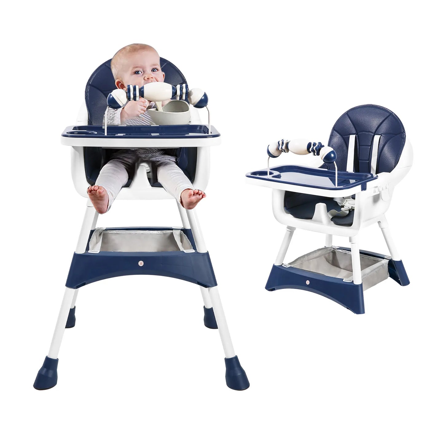 PIORLADO Convertible Baby High Chair With Tray And Toy Rack