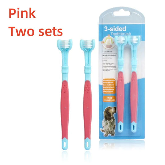 YTYIN Pet Toothbrush Kit 3-Head Dog Cat Dental Care