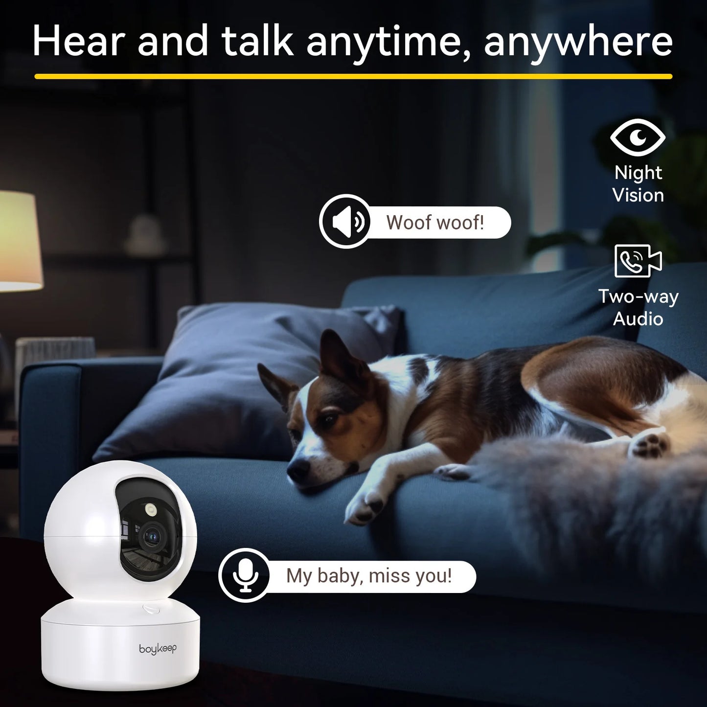 BoyKeep 2-Pack Pet And Baby Surveillance Camera 360 Pan Tilt