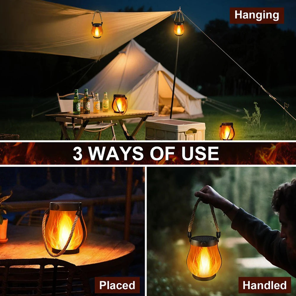APWIKOGER Solar Rechargeable Hanging Lantern With Hemp Rope