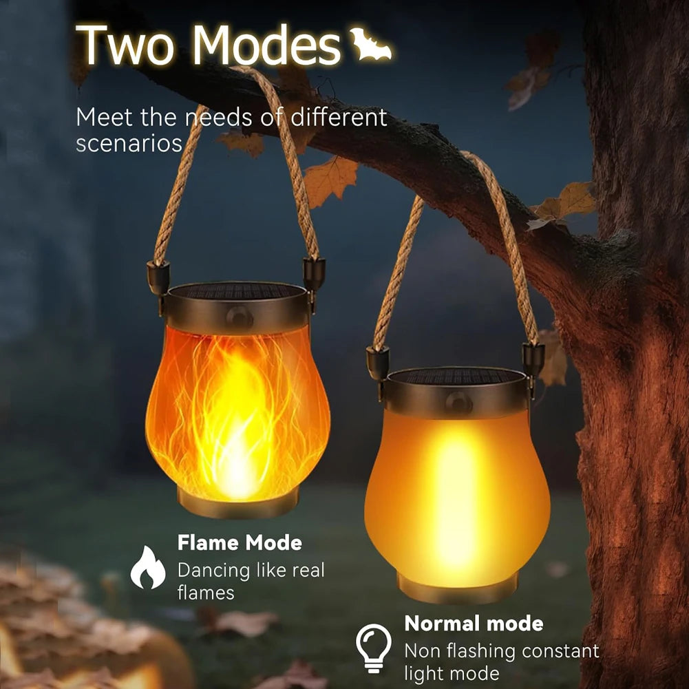 APWIKOGER Solar Rechargeable Hanging Lantern With Hemp Rope