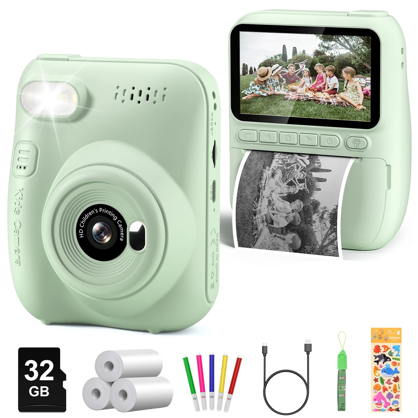 DIAMOOKYCN Instant Print Camera For Kids 32MP HD 1080P