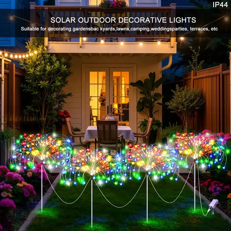 A-Convey Solar LED Fireworks Lights Eight Modes Waterproof Garden Decor