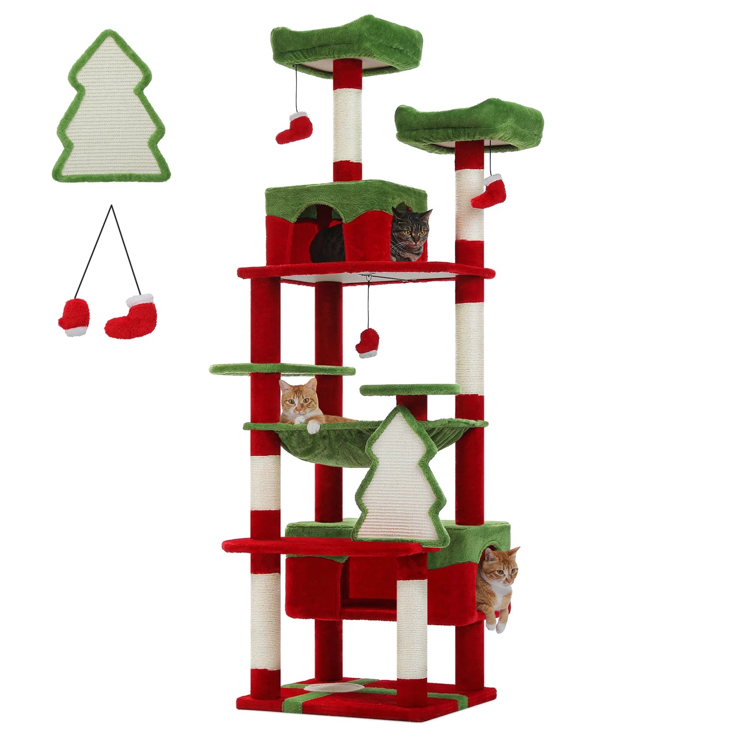 PAWZ Road Christmas Cat Tree with Sisal Scratching Posts Indoor