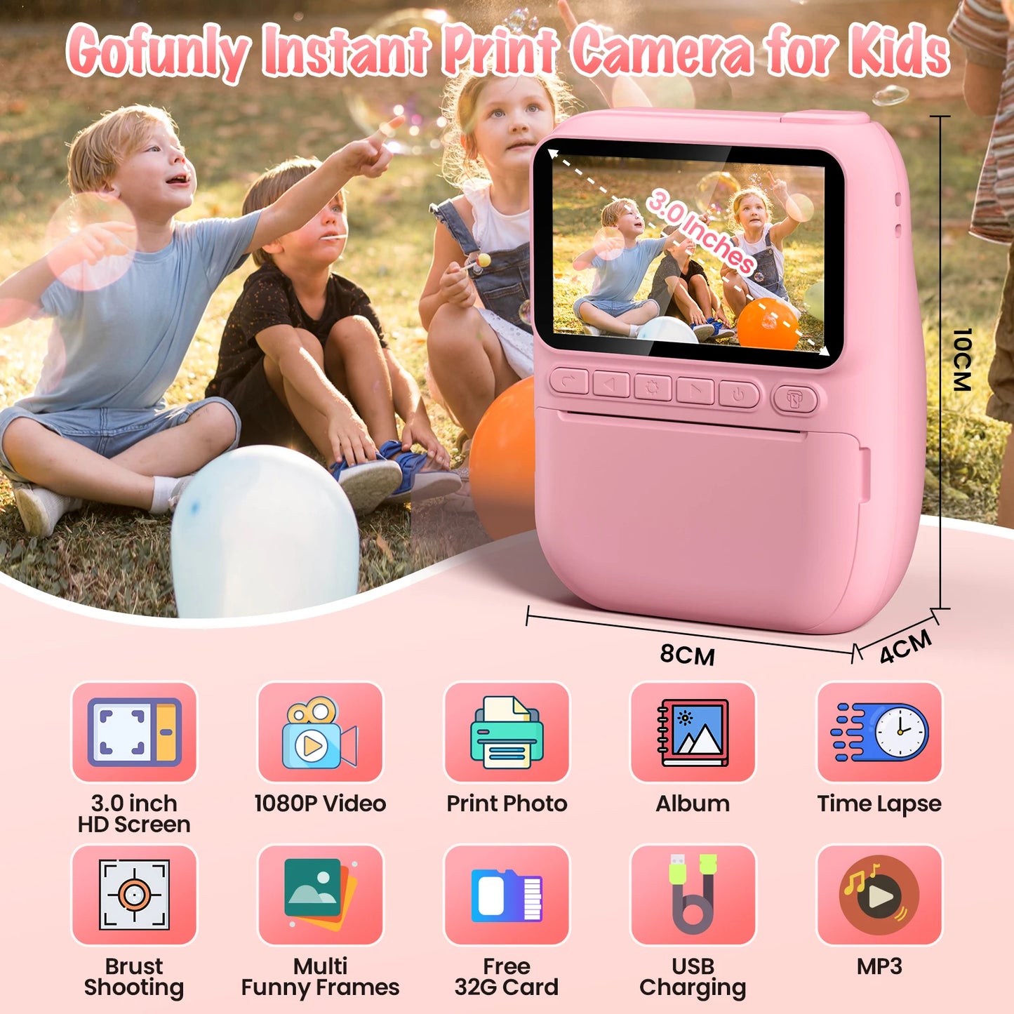 DIAMOOKYCN Instant Print Camera For Kids 32MP HD 1080P