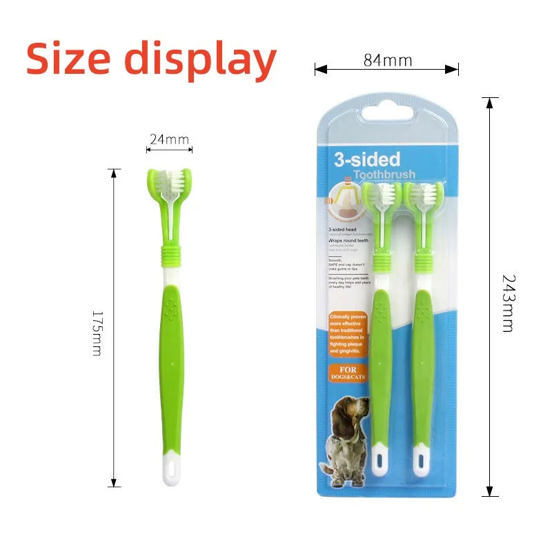YTYIN Pet Toothbrush Kit 3-Head Dog Cat Dental Care