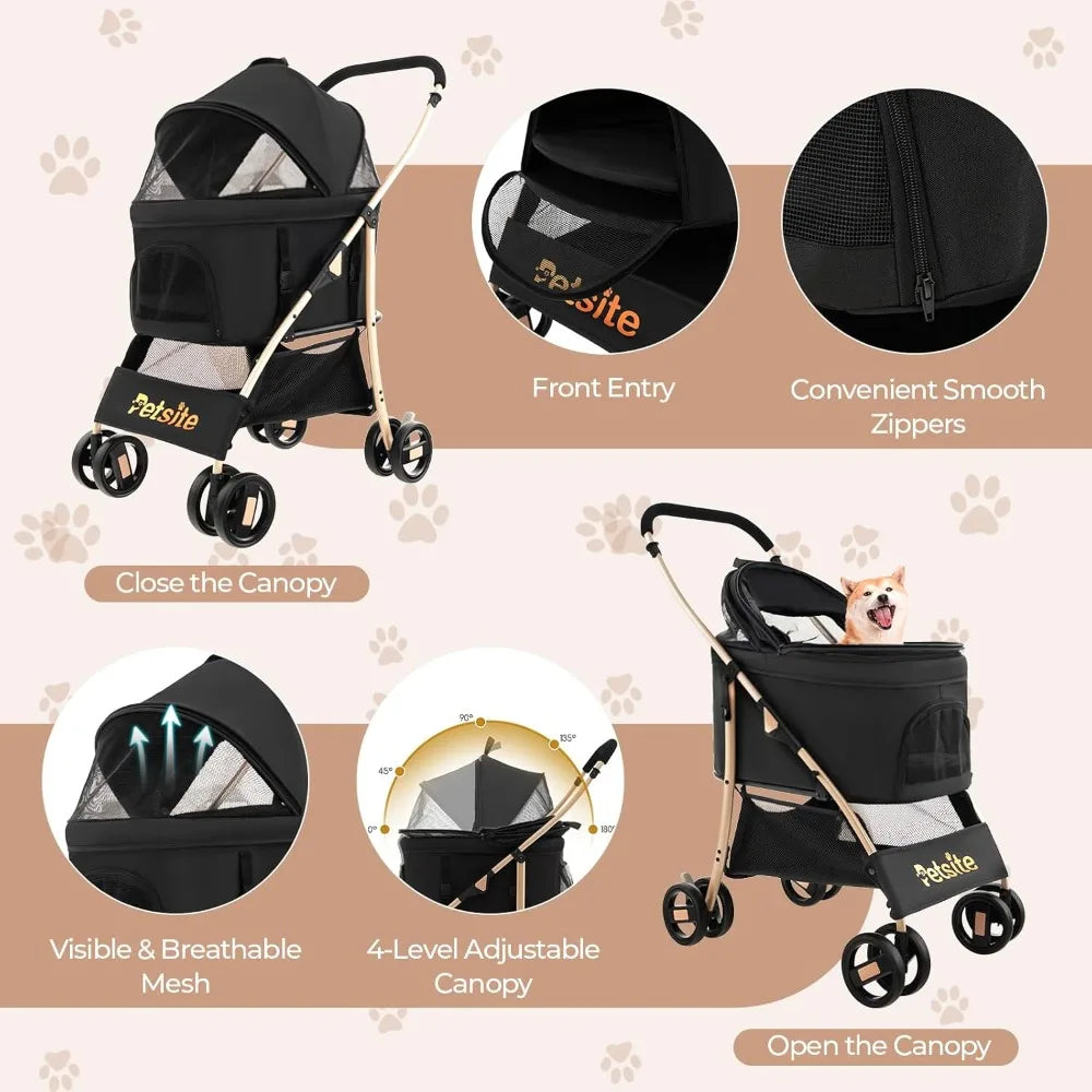 TIFICY 3-In-1 Pet Stroller With Removable Car Seat Carrier