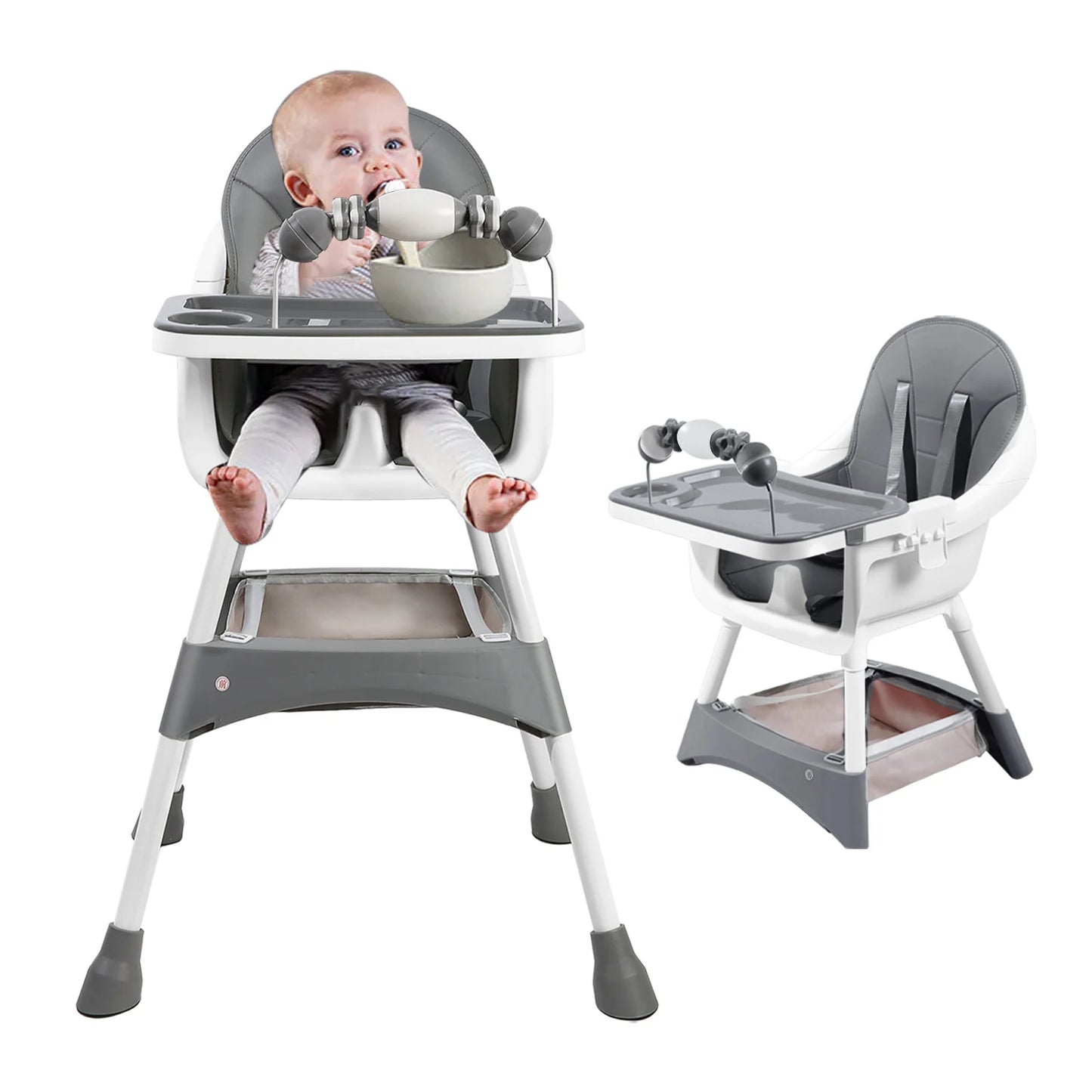 PIORLADO Convertible Baby High Chair With Tray And Toy Rack