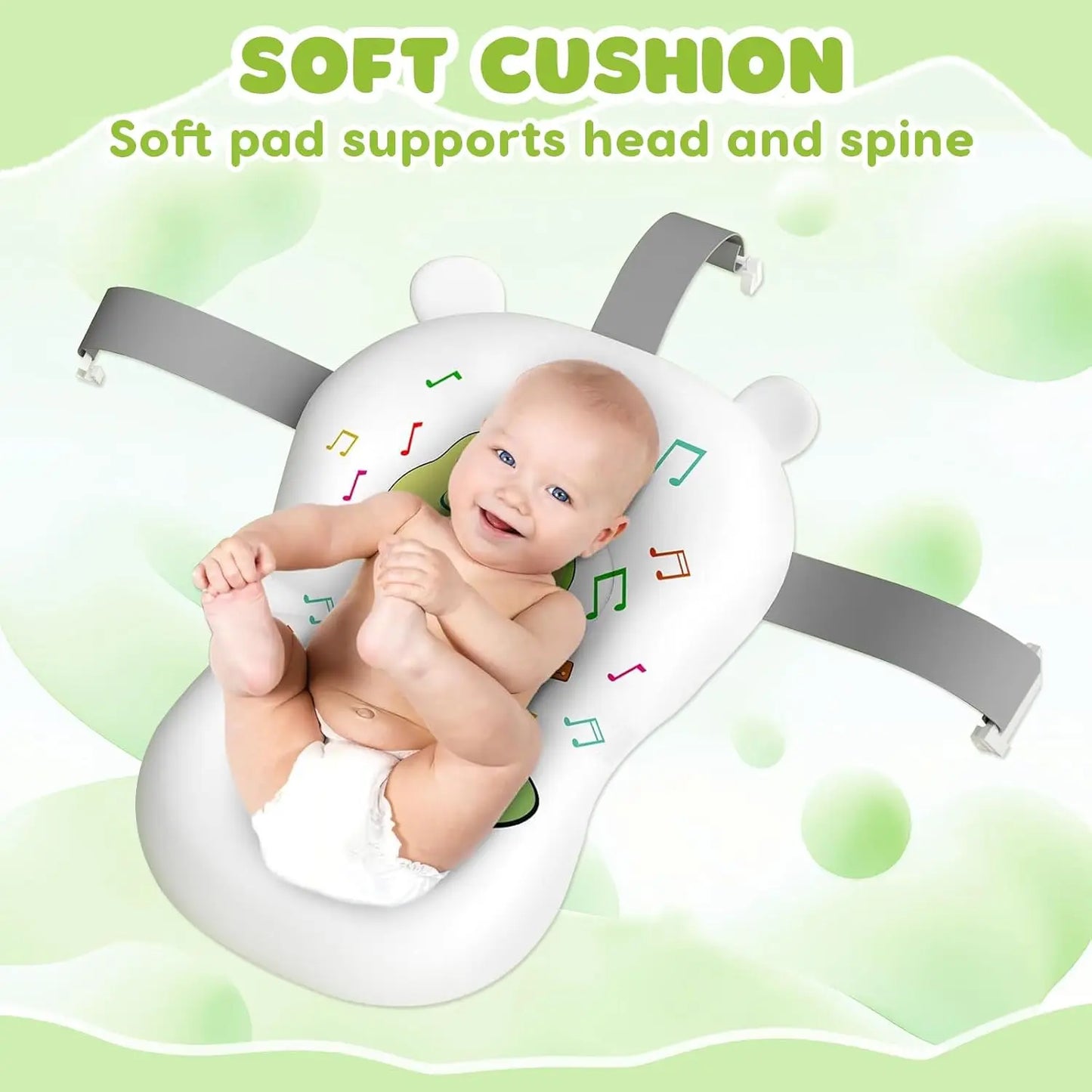 Foldable Baby Bath Tub With Cushion Thermometer And Shower Cap
