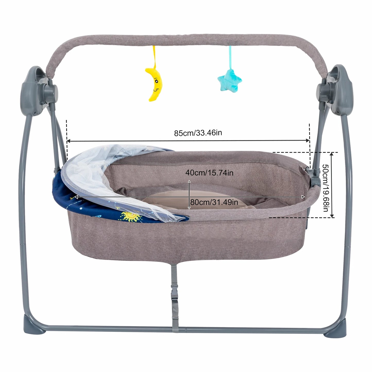 Bymaocar Baby Cradle Swing 5 Speeds Electric With Remote Control