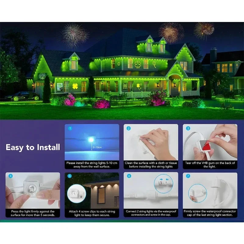 MIMIRGB Smart RGB Outdoor Eaves Light With Remote Decor