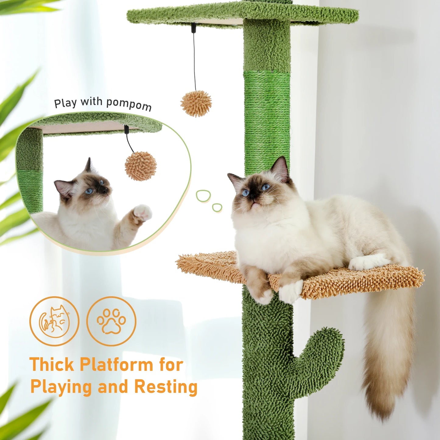 PAWZ Road Cat Tree 5-Tier Floor To Ceiling Climbing Tower