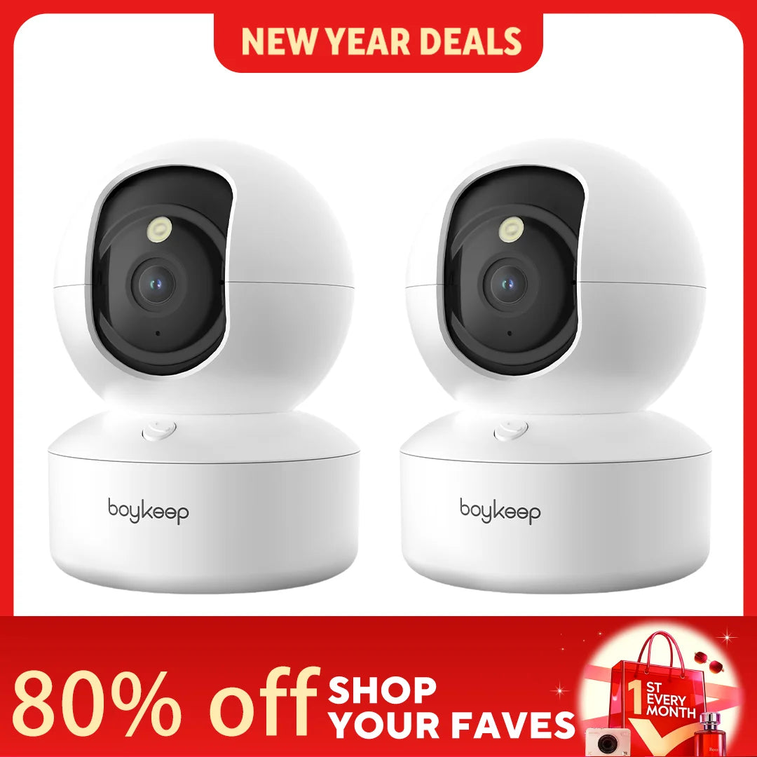 BoyKeep 2-Pack Pet And Baby Surveillance Camera 360 Pan Tilt