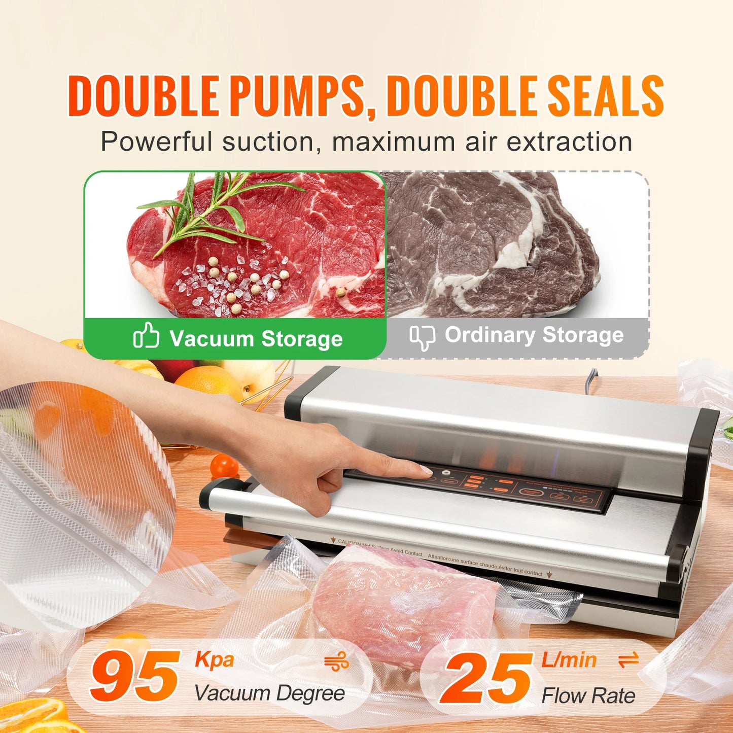 SucceBuy Multifunction Vacuum Sealer Machine With Bag Roll Cutter
