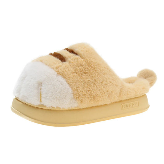 3D Cat Paw Slippers Womens Non Slip Furry Slippers