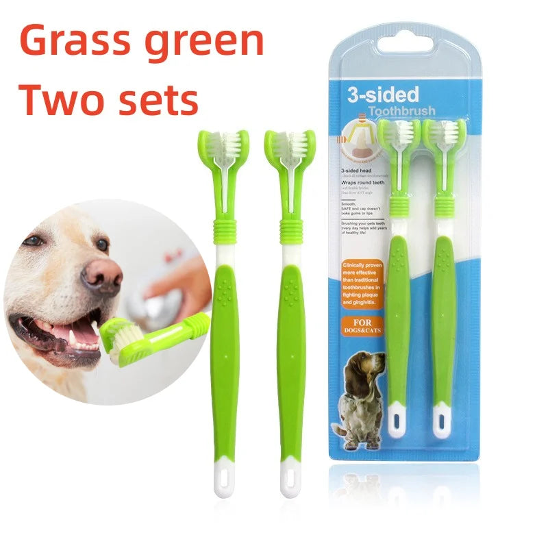 YTYIN Pet Toothbrush Kit 3-Head Dog Cat Dental Care