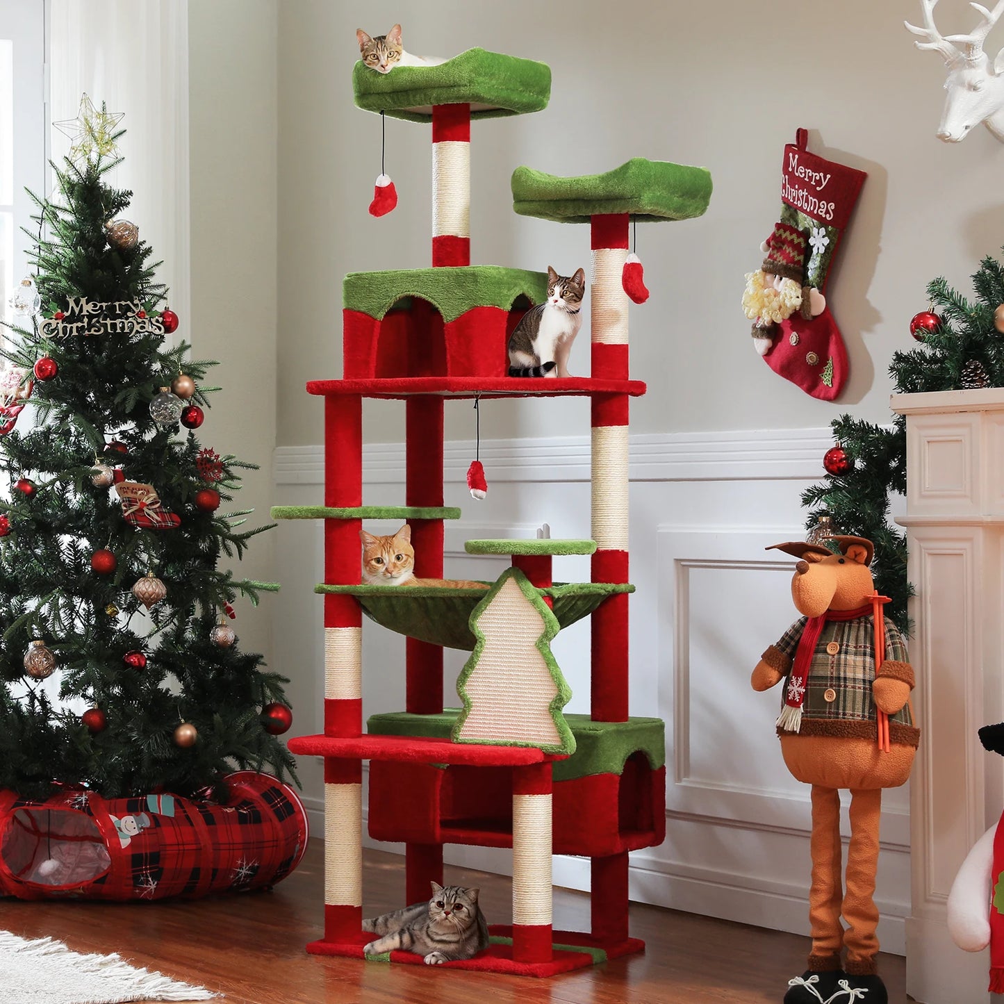 PAWZ Road Christmas Cat Tree with Sisal Scratching Posts Indoor