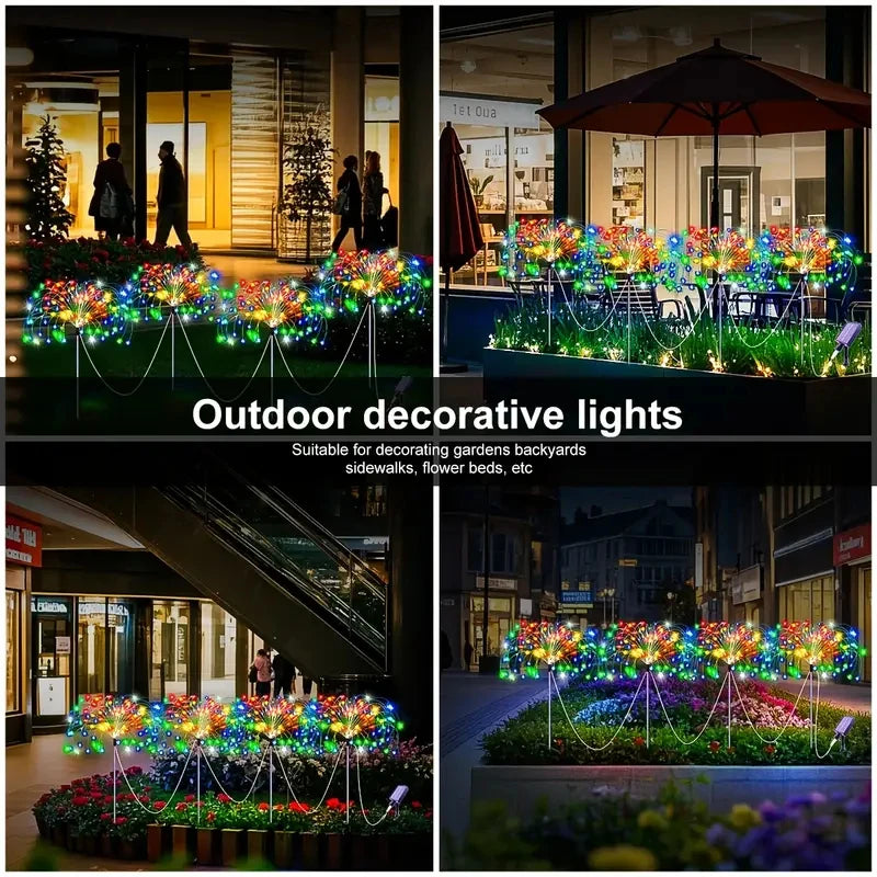 A-Convey Solar LED Fireworks Lights Eight Modes Waterproof Garden Decor
