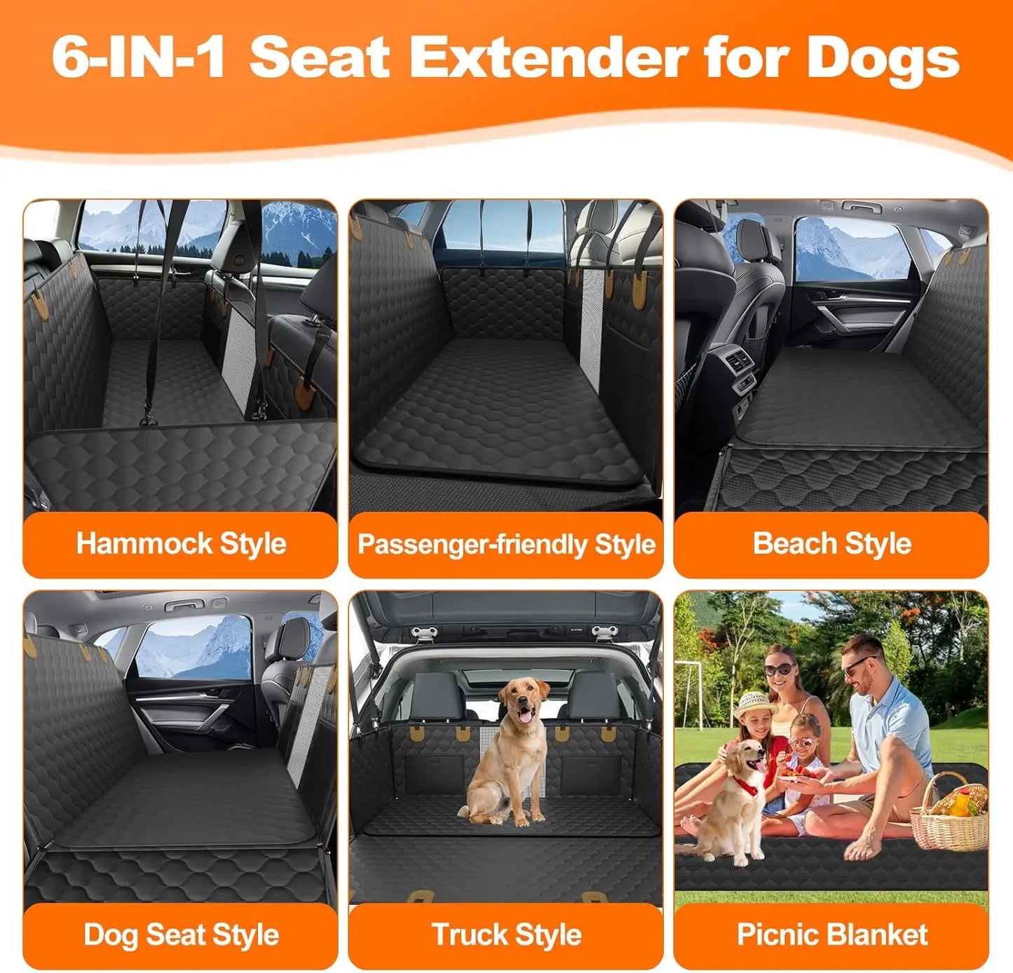 Wedyvko Waterproof Foldable Dog Car Seat Hammock Back Seat Protector