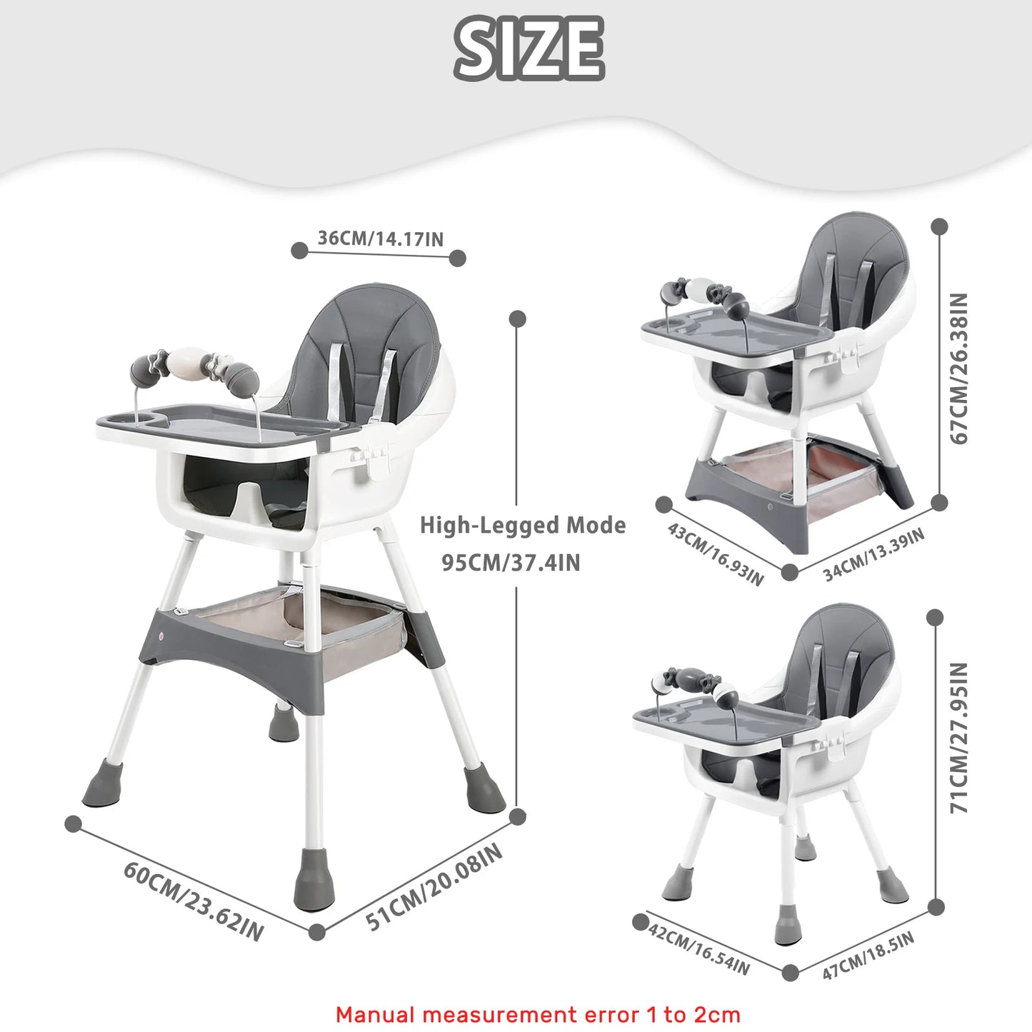PIORLADO Convertible Baby High Chair With Tray And Toy Rack