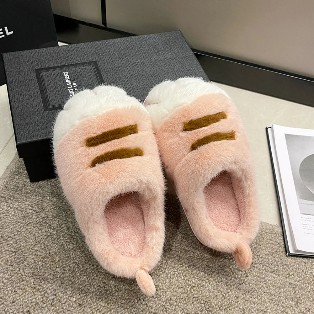 3D Cat Paw Slippers Womens Non Slip Furry Slippers
