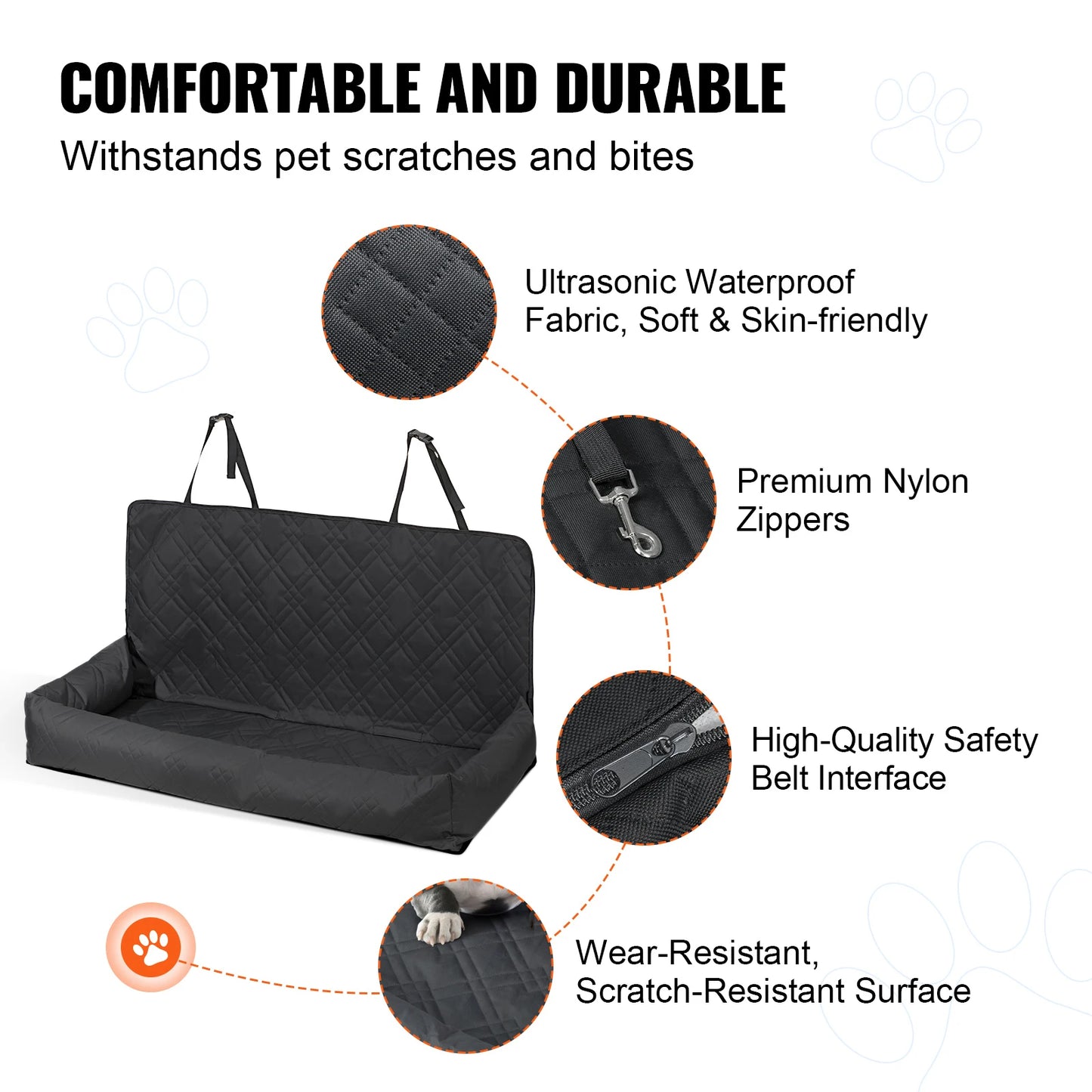 SucceBuy Dog Car Seat Waterproof Booster With Clip On Leash