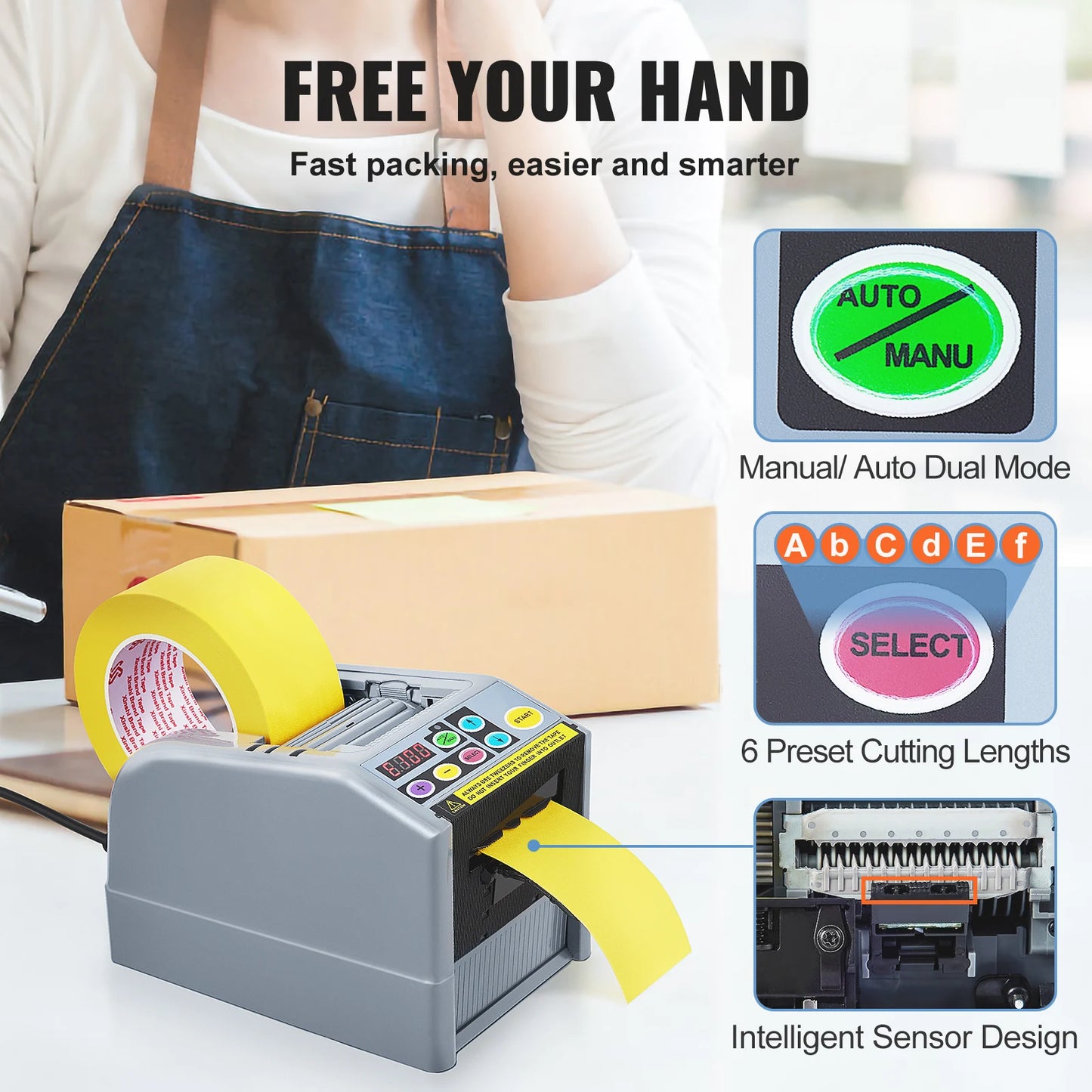 SucceBuy ZCUT-9 Automatic Tape Cutter For Packaging