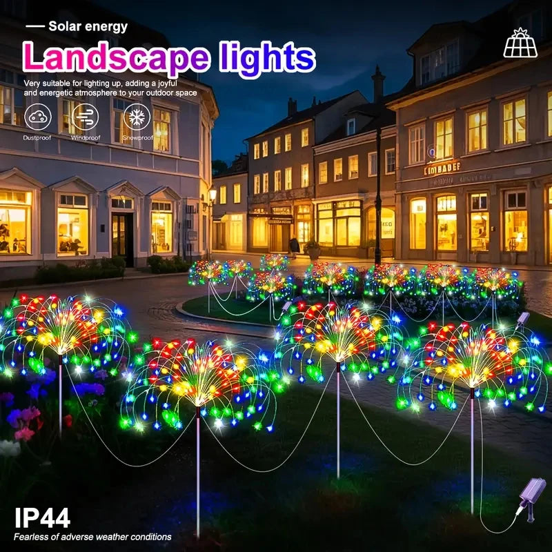 A-Convey Solar LED Fireworks Lights Eight Modes Waterproof Garden Decor