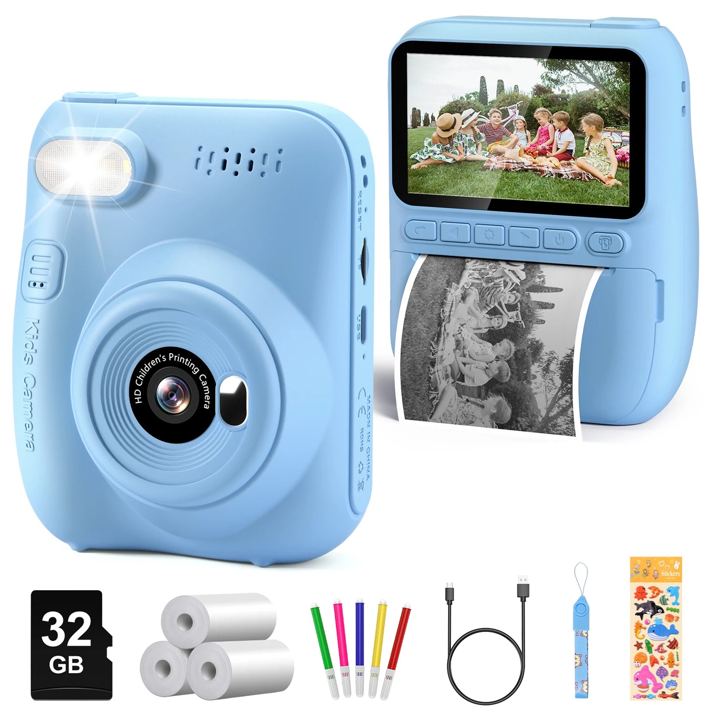 DIAMOOKYCN Instant Print Camera For Kids 32MP HD 1080P