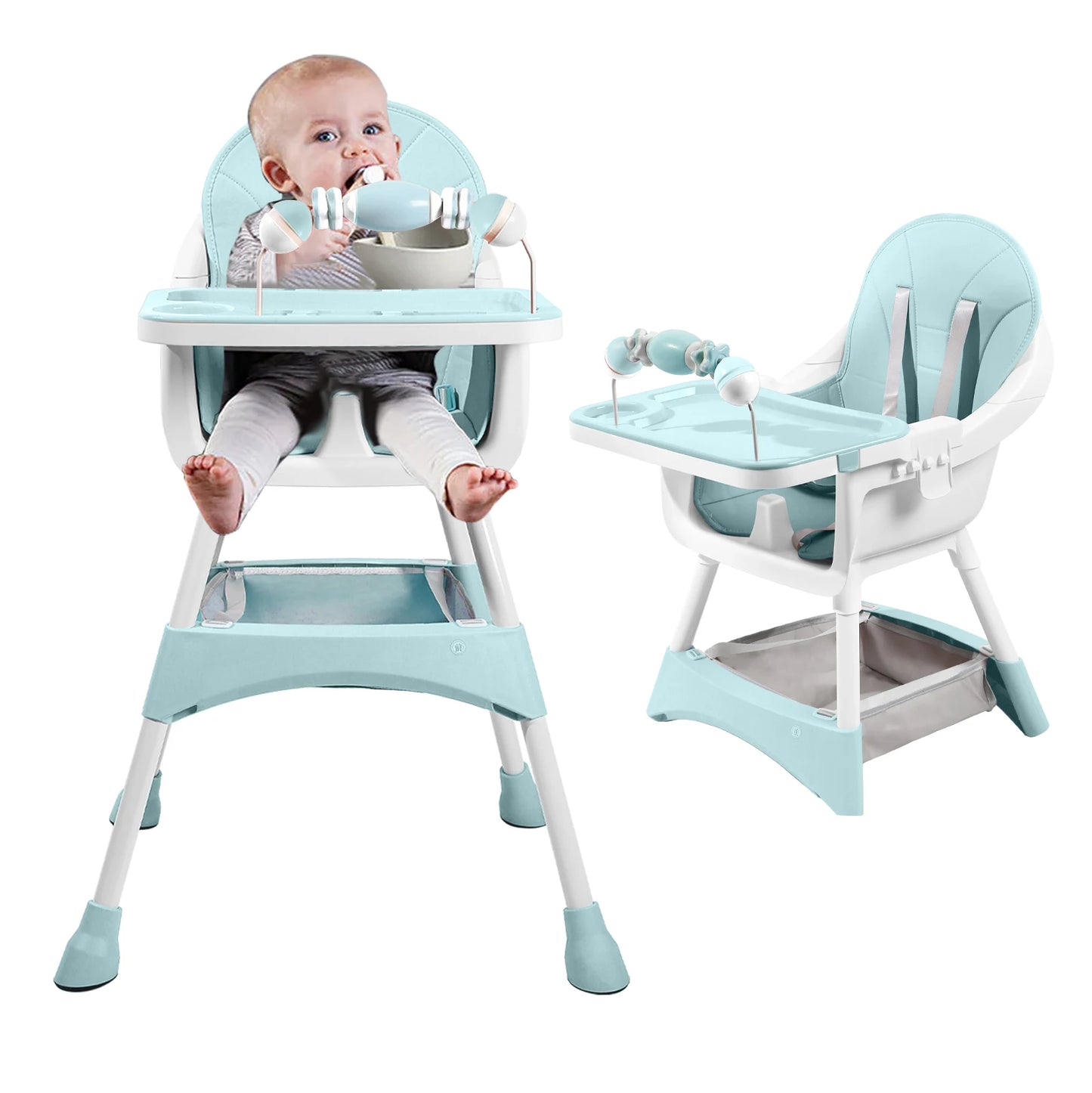 PIORLADO Convertible Baby High Chair With Tray And Toy Rack