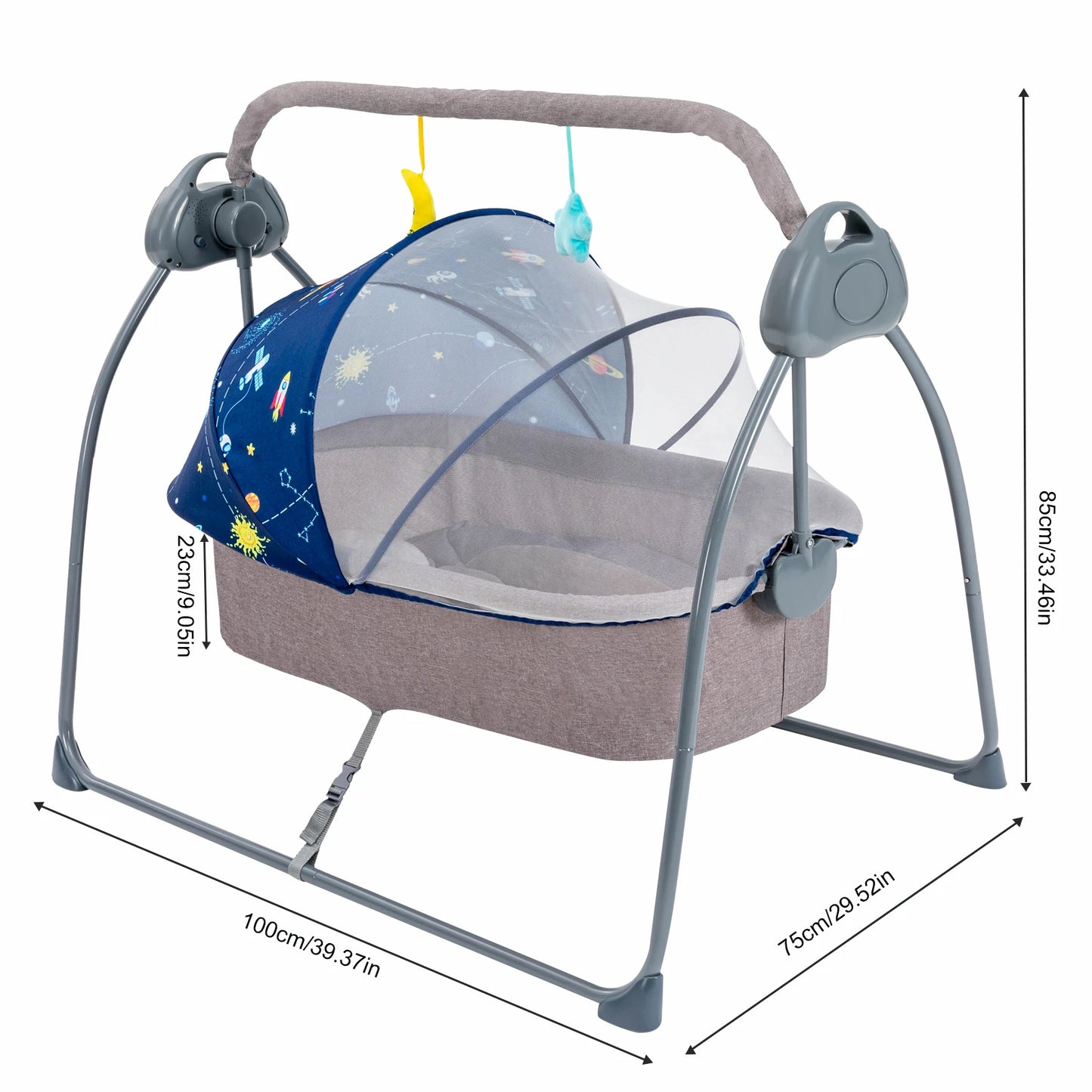 Bymaocar Baby Cradle Swing 5 Speeds Electric With Remote Control