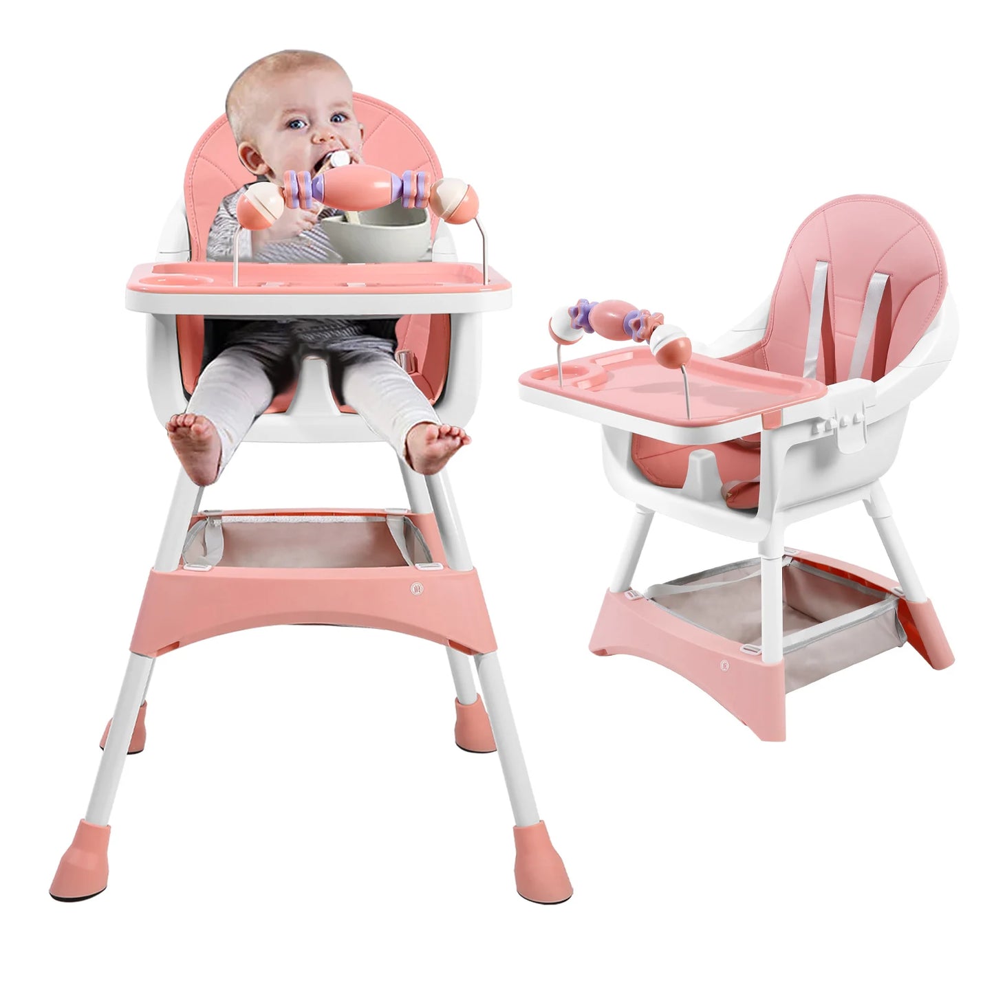 PIORLADO Convertible Baby High Chair With Tray And Toy Rack