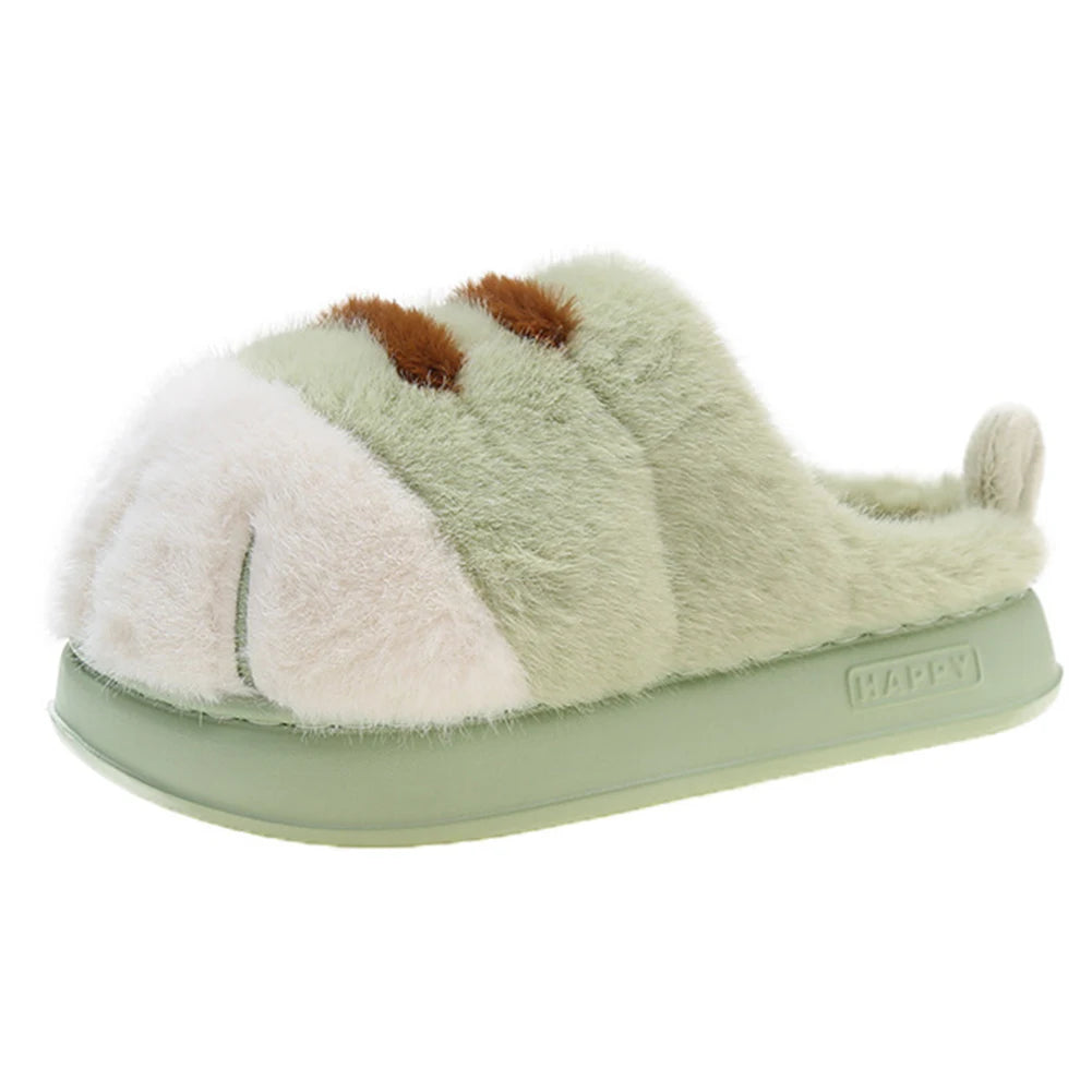 3D Cat Paw Slippers Womens Non Slip Furry Slippers