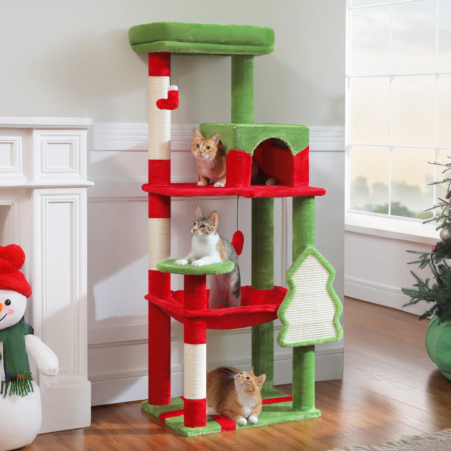 PAWZ Road Christmas Cat Tree with Sisal Scratching Posts Indoor
